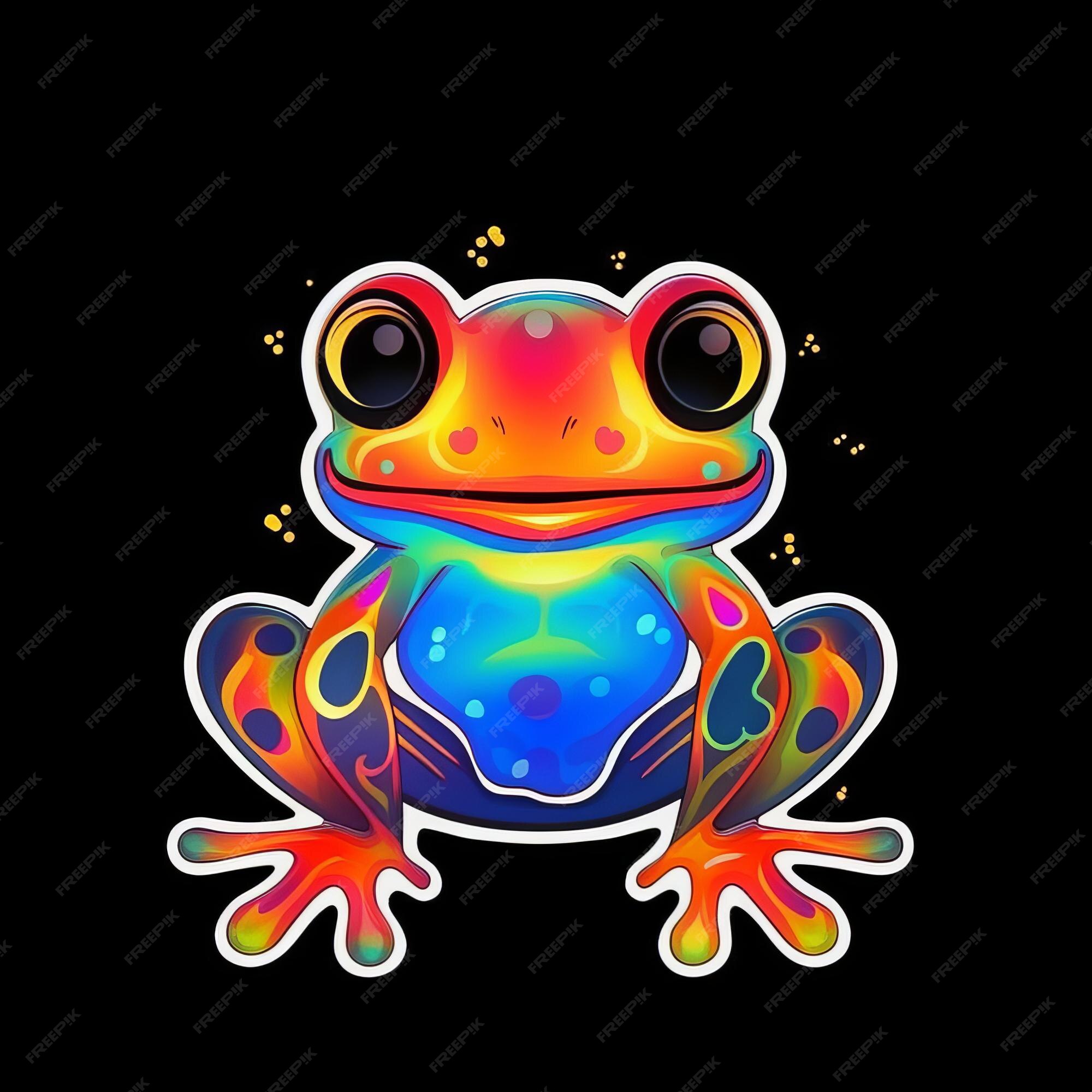 Premium AI Image | A colorful frog with big eyes and a black background