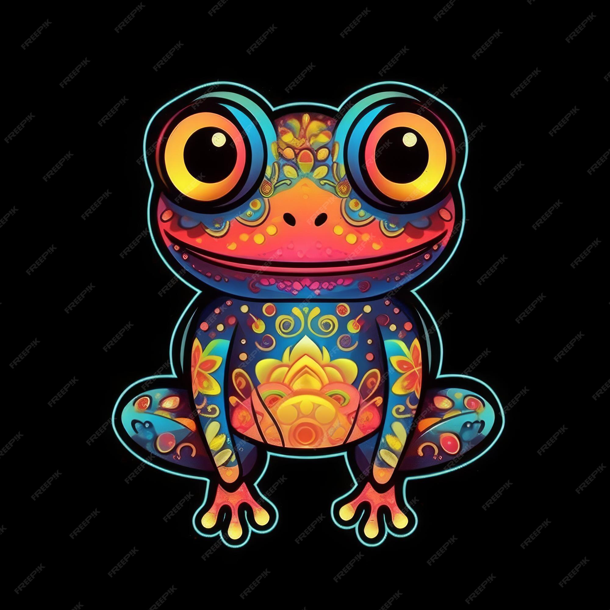 Premium AI Image | A colorful frog with big eyes and a black background