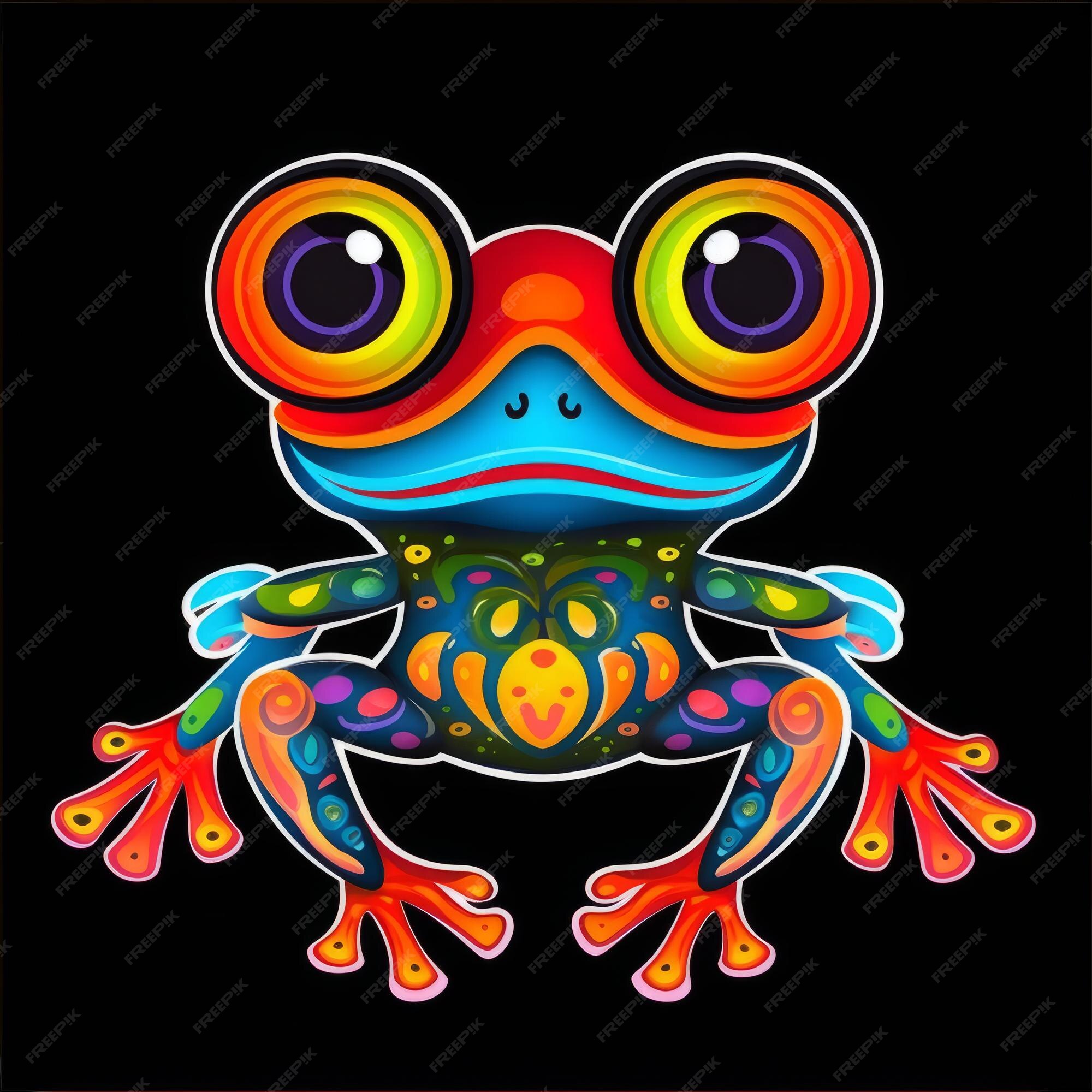 Premium Photo | A colorful frog with big eyes and a black background