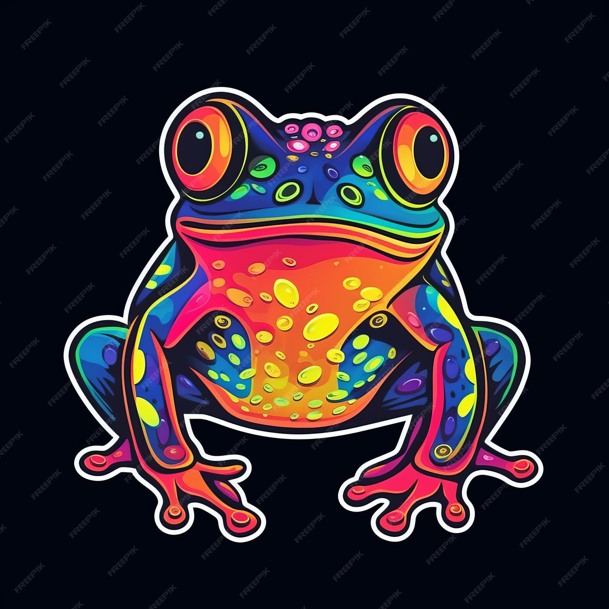 Premium AI Image | A colorful frog with big eyes on a black background