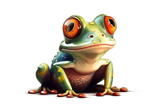자연 환경에서 큰 주황색 눈을 가진 다채로운 개구리 Generative AI