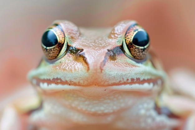 Photo colorful frog with striking eyes reflecting the lush environment of the rainforest