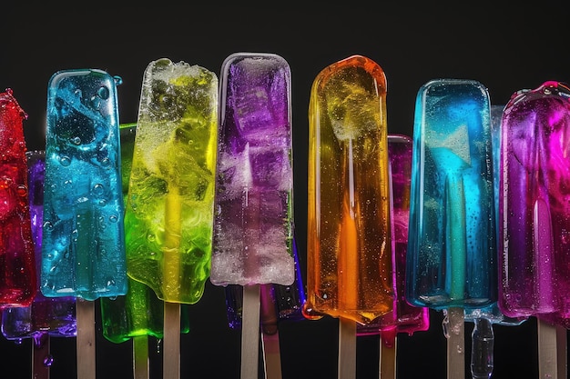 Photo colorful frozen treats in glass