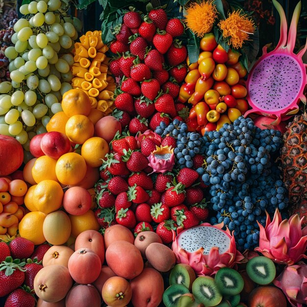 Foto disposizioni colorate di frutta