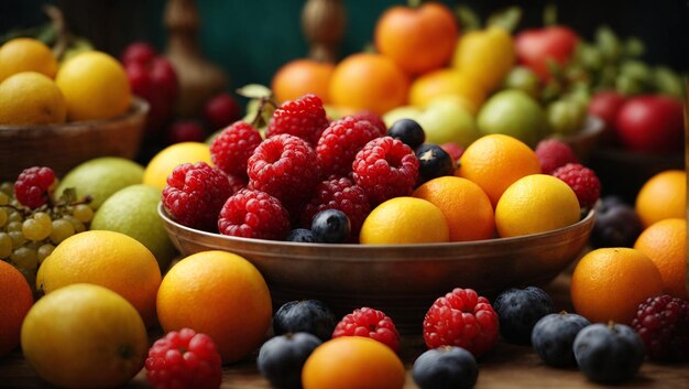 A Colorful Fruit Display on a Table