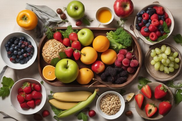 Colorful fruit feast fresh and healthy fruit variety on a table