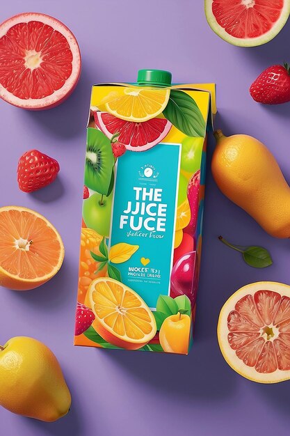 Colorful Fruit Juice Carton Mockup Taste the Rainbow