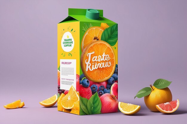 Colorful Fruit Juice Carton Mockup Taste the Rainbow