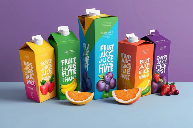 Colorful Fruit Juice Carton Mockup Taste the Rainbow