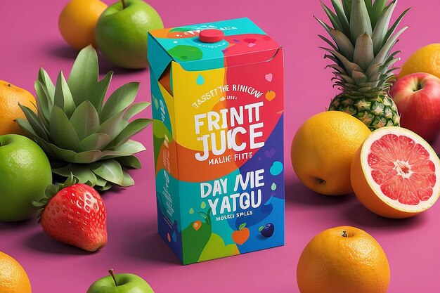 Colorful Fruit Juice Carton Mockup Taste the Rainbow