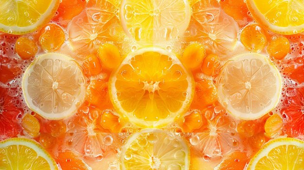 Foto succhi di frutta colorati a disegno simmetrico