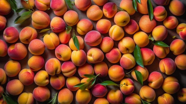 Colorful fruit pattern of fresh apricots