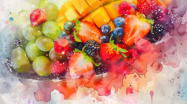 Foto pittura colorata su piatto di frutta