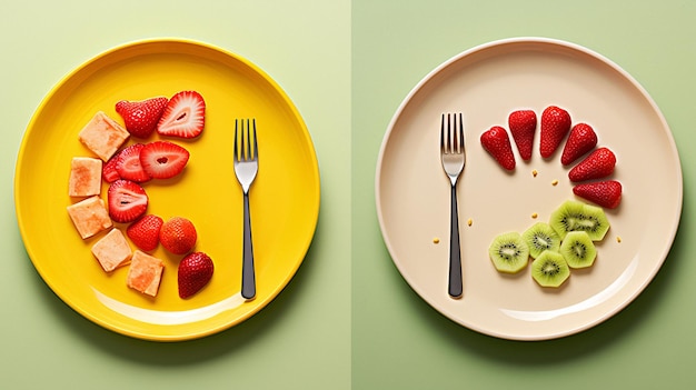 Colorful Fruit Platter with Fork Vibrant Stock Image for Easy Access with Generative AI