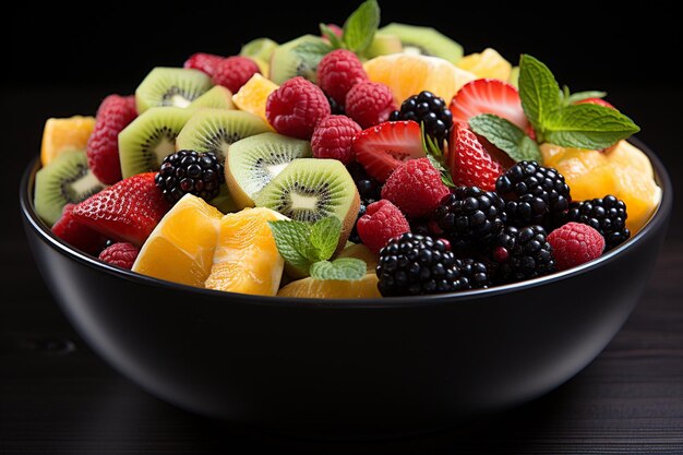 Colorful fruit salad in bowl