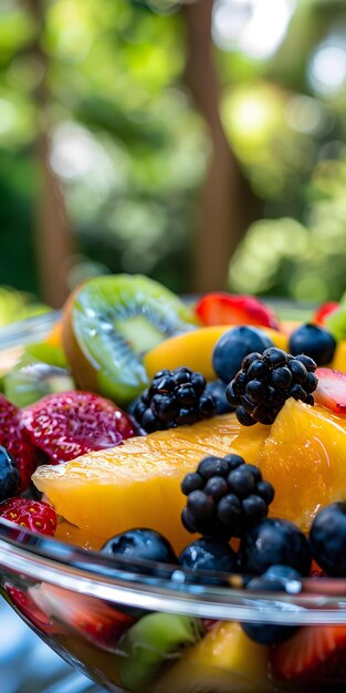 Foto una colorata insalata di frutta