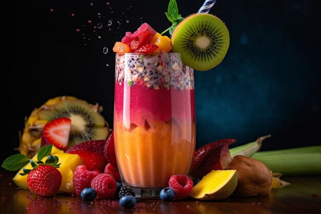 A colorful fruit smoothie