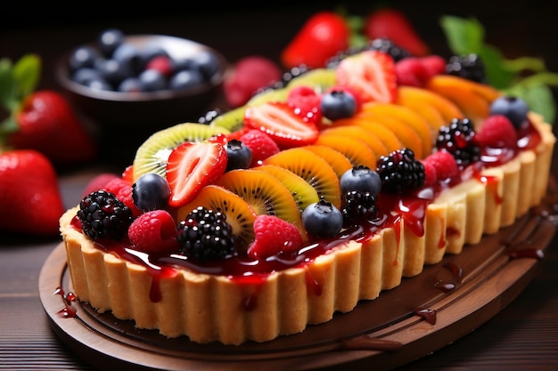 Colorful Fruit Tart in All Its Glory Generative Ai