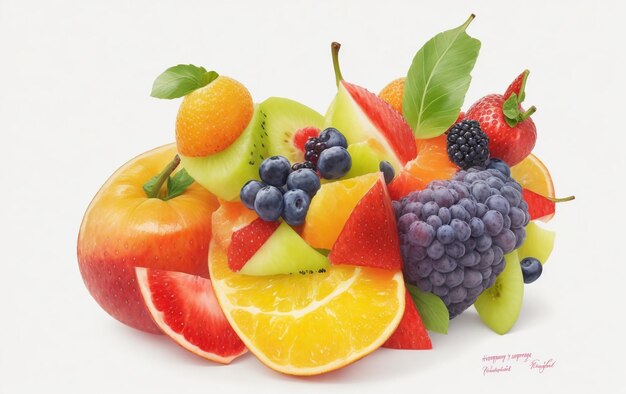 Photo colorful fruits art isolate white background