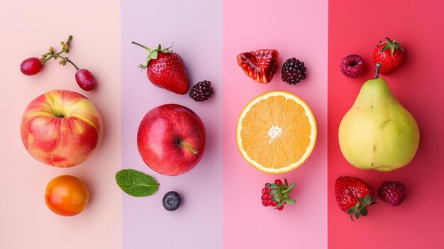 Фото Красочные фрукты на одноцветном фоне