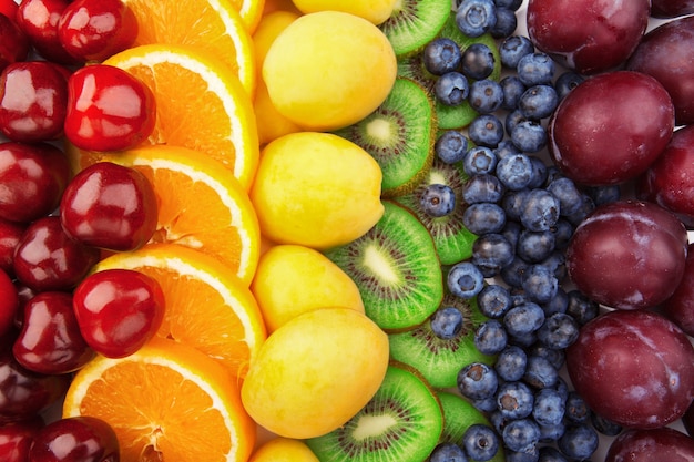 Colorful fruits rows