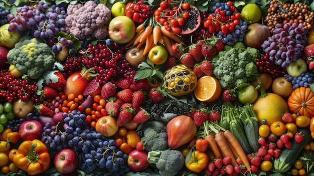 Colorful fruits and veggies Generative AI