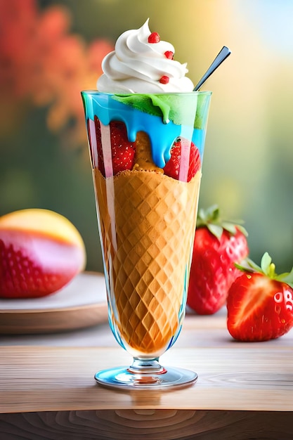 Colorful fruity ice cream poster