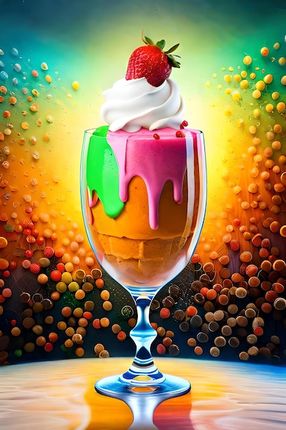 Colorful fruity ice cream poster