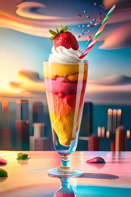 Colorful Fruity Ice Cream Poster