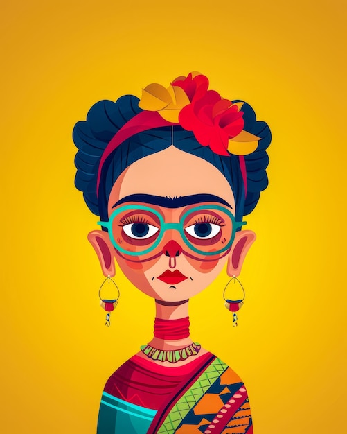 Colorful and funny illustration of a woman
