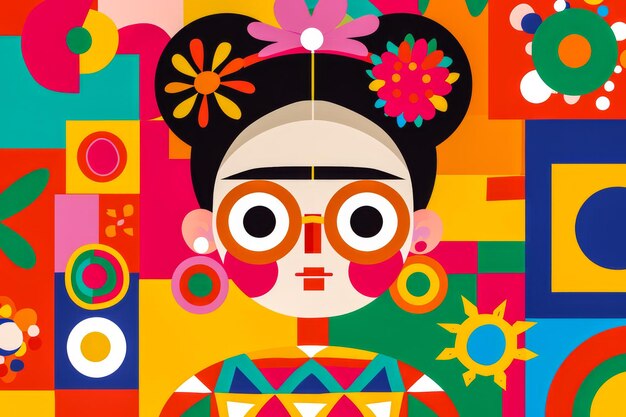 Photo colorful and funny illustration of a woman