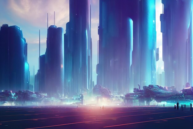 Premium Photo  Colorful cyberpunk metaverse city background concept art  digital painting