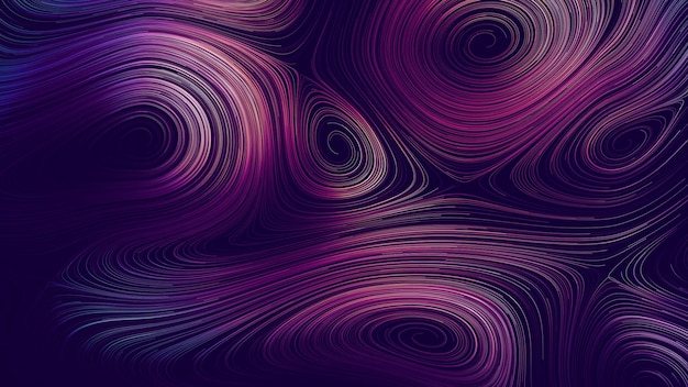 Colorful futuristic liquid flow of thin glowing swirling dynamic lines