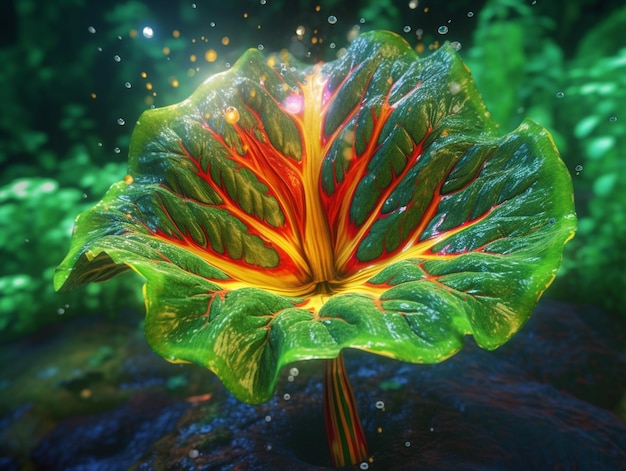 A colorful futuristic tree leaf