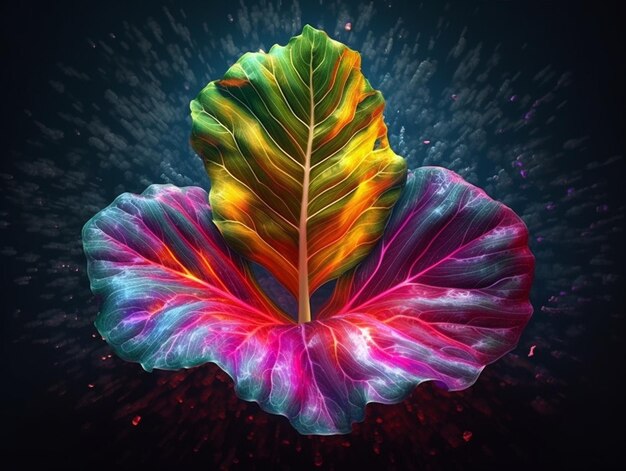 A colorful futuristic tree leaf