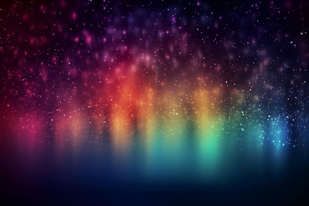 A colorful galaxy background with a rainbow and stars.