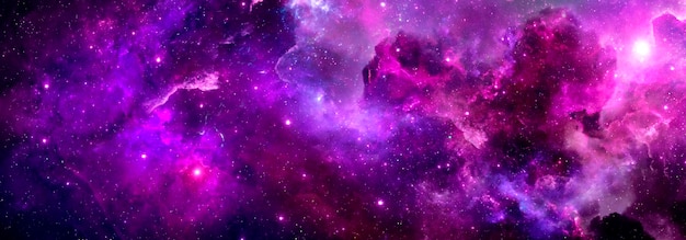 Foto sfondo colorato galassia con stelle nell'universo con fumo viola