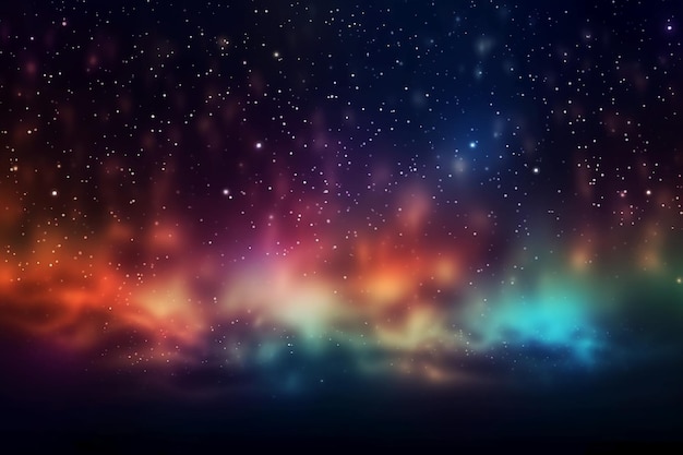 A colorful galaxy background with stars and the word aurora on it