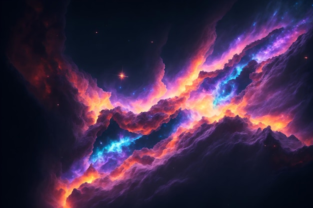 A colorful galaxy wallpaper with a nebula in the center