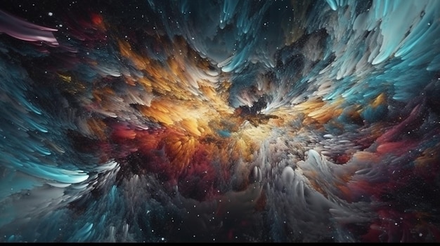 星雲と星を背景にしたカラフルな銀河の壁紙生成 AI