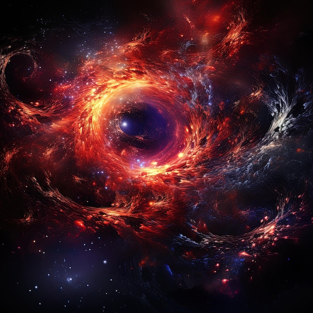 중앙에 검은 구이 있고 중앙에 큰 눈이 있는 다채로운 은하