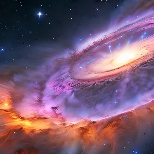 Красочная галактика с черной дырой в центре