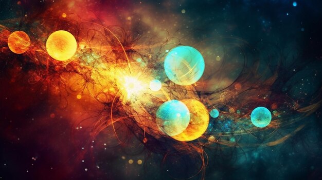 Photo a colorful galaxy with a blue and orange background