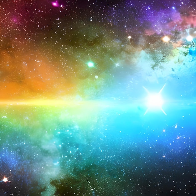 Photo a colorful galaxy with a nebula in the center and a rainbow in the center.