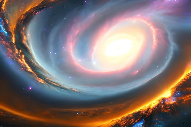 A colorful galaxy with a spiral in the center