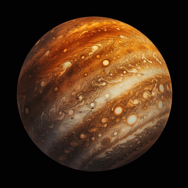 Photo colorful gas giant planet similar to jupiter isolated on black background