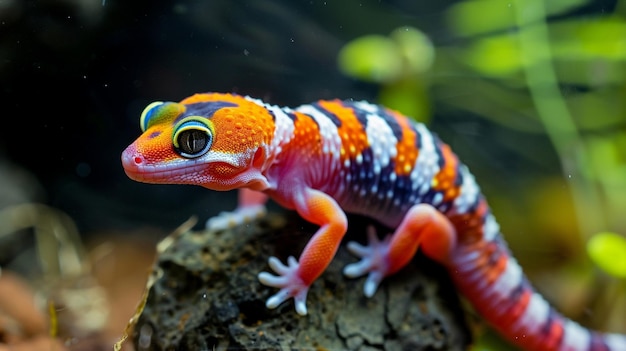 Colorful Geckos in Tropical Rainforest