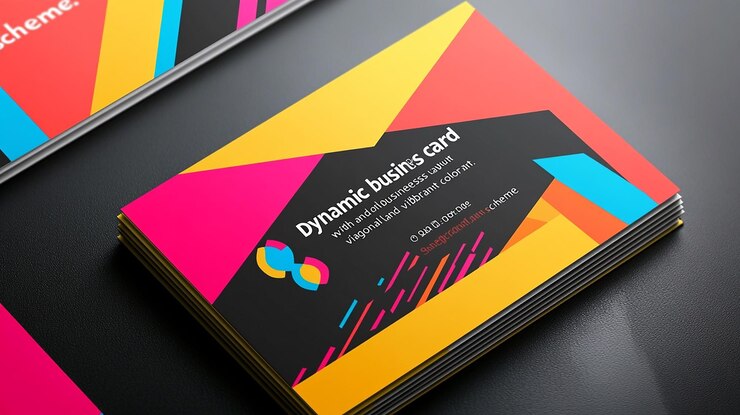 Photo colorful geometric business card mockup