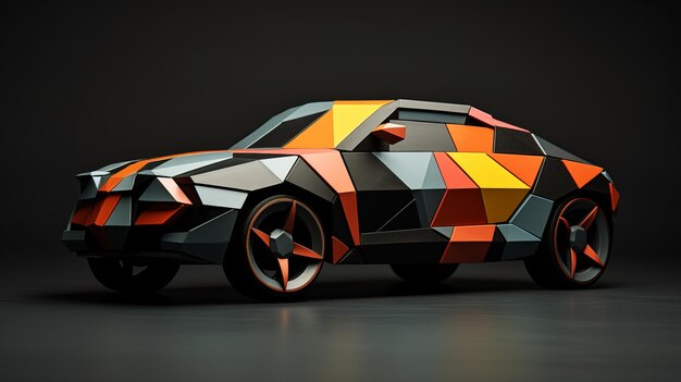 Colorful Geometric Car A Bold And Graceful Rendering Of Raw Materials