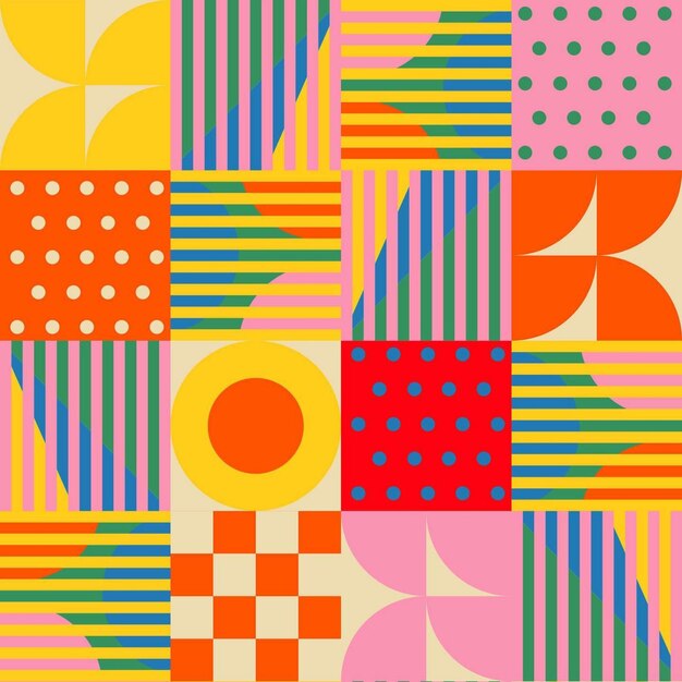 Colorful geometric composition with repetition and contrast